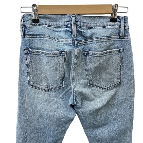 Frame Le Garcon with Rips in Beldon Jeans Distressed Light Wash Women 24 - Picture 6 of 13